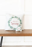 Hello Spring / Wreath / Pillow Cover / Decorative Pillow / Accent Pillow / Machine Washable / Couch Pillow / 18x18