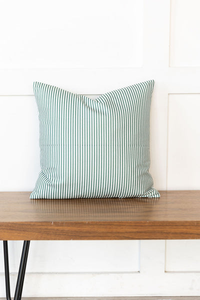 Green Pinstripes / Spring / Pillow Cover / Decorative Pillow / Accent Pillow / Machine Washable / Couch Pillow / 18x18