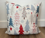Red & Grey Trees | Pillow Cover | Christmas | Holiday Decor | 18 x 18 | Machine Washable
