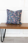 Navy Pastel Flowers / Spring Flowers / Pillow Cover / 18x18 / Machine Washable