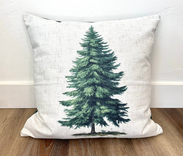 Pine Tree | Pillow Cover | Christmas | Holiday Decor | 18 x 18 | Machine Washable