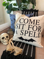 Sit For a Spell | Witch Pillow | Halloween Pillow Cover | Holiday Decor | Indoor & Outdoor | 18 x 18