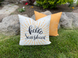 Hello Sunshine / Summer Pillow / Pillow Cover / Decorative Pillow / Accent Pillow / Machine Washable / Couch Pillow / 18x18