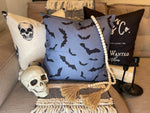 Purple Bats | Halloween Pillow Cover | Holiday Decor | Indoor & Outdoor | 18 x 18
