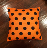 Black & Orange Polka Dot | Pillow Cover | Halloween | Holiday Decor | Indoor & Outdoor | 18 x 18