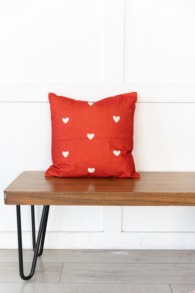 Red Mini Hearts / Valentines Day / Hearts / Holiday Pillow Cover / 18x18/ Machine Washable
