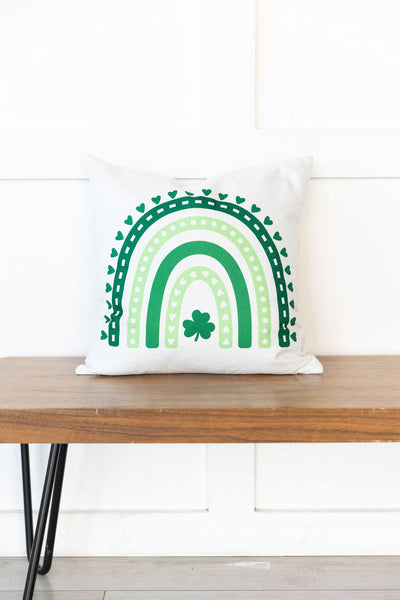 St Patricks Day Green Rainbow / Holiday Pillow / Rainbow / Pillow Cover / Machine Washable / 18x18