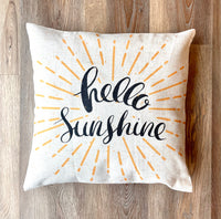 Yellow Sun Pattern / Summer Pillow / Pillow Cover / Decorative Pillow / Accent Pillow / Machine Washable / Couch Pillow / 18x18