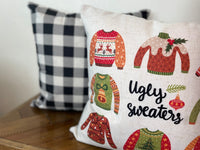 Ugly Sweater | Pillow Cover | Christmas | Holiday Decor | 18 x 18 | Machine Washable