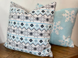 Blue Snow Flakes | Pillow Cover | Christmas | Holiday Decor | 18 x 18 | Machine Washable