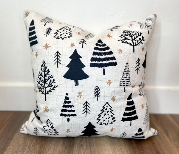 Black & Gold Trees | Pillow Cover | Christmas | Holiday Decor | 18 x 18 | Machine Washable