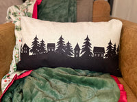 Black Houses | Pillow Cover | Christmas | Holiday Decor | 14 x 24 | Machine Washable