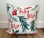Holly Jolly Christmas Pattern | Pillow Cover | Christmas | Holiday Decor | 18 x 18 | Machine Washable