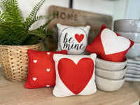 White Heart on Red | Mini Pillow | Valentines Day | Tiered Tray Decor | Holiday Decor