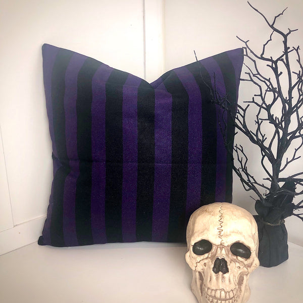 Purple Stripe | Pillow Cover | Halloween Decor | Holiday Pillow | Indoor & Outdoor | 18 x 18