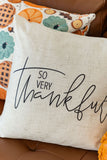 So Very Thankful | Pillow Cover | Fall Decor | Autumn Pillows | Thanksgiving | 18 x 18 | Indoor & Outdoor