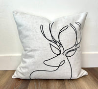 Modern Stag | Pillow Cover | Christmas | Holiday Decor | 18 x 18 | Machine Washable