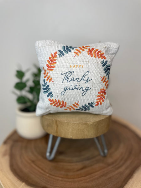Happy Thanksgiving | Mini Pillow | Thanksgiving | Tiered Tray Decor | Holiday Decor