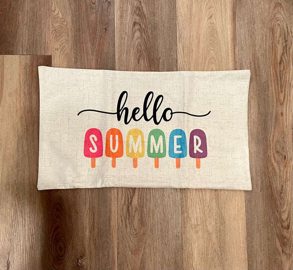 Hello Summer Popsicles / Summer Pillows / Pillow Cover / Lumbar Pillow / Porch Pillow / Throw Pillow