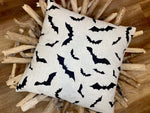 White Bats | Halloween Pillow Cover | Holiday Decor | Indoor & Outdoor | 18 x 18
