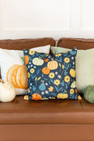 Navy Pumpkins | Fall Decor | Pumpkin Pattern | Pillow Cover | Fall Flowers | 18 x 18 | Indoor & Outdoor