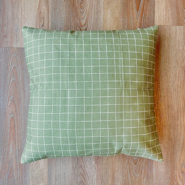 Olive Green plaid / Summer Pillow / Pillow Cover / Decorative Pillow / Accent Pillow / Machine Washable / Couch Pillow / 18x18