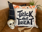 Trick or Treat| Halloween Pillow Cover | Holiday Decor | Indoor & Outdoor | 18 x 18