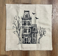 Haunted House | Halloween Pillow Cover | Holiday Decor | Indoor & Outdoor | 18 x 18