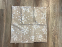Tan Snowflake | Pillow Cover | Christmas | Holiday Decor | 18 x 18 | Machine Washable