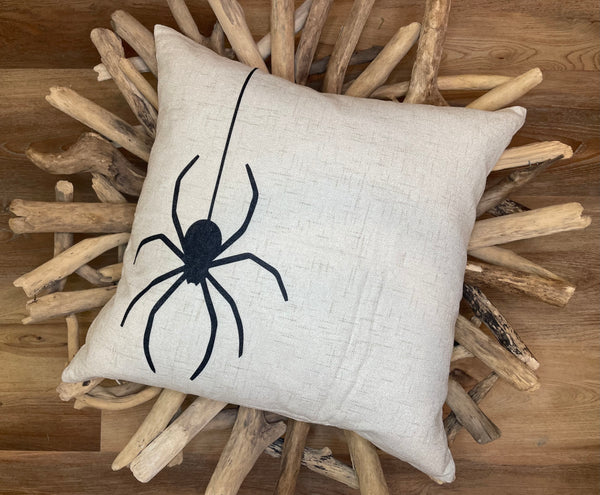 Hanging Spider | Pillow Cover | Halloween Decor | Holiday Pillow | Indoor & Outdoor | 18 x 18