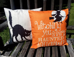 Witching You a Haunted Halloween | Pillow Cover | Halloween Decor | Holiday Pillow | Indoor & Outdoor | 18 x 18