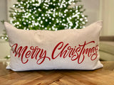 Merry Christmas | Pillow Cover | Christmas | Holiday Decor | 14 x 24 | Machine Washable