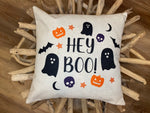 Hey Boo | Halloween Cover | Pillow Cover | Holiday Decor | Indoor & Outdoor | 18 x 18