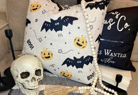 Pumpkins & Bats | Pillow Cover | Halloween Decor | Holiday Pillow | Indoor & Outdoor | 18 x 18