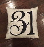 October 31st | Halloween Pillow | Pillow Cover | Holiday Decor | Indoor & Outdoor | 18 x 18