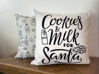Cookies & Milk for Santa | Pillow Cover | Christmas | Holiday Decor | 18 x 18 | Machine Washable