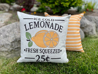 Lemonade / Summer Pillow / Pillow Cover / Decorative Pillow / Accent Pillow / Machine Washable / Couch Pillow / 18x18