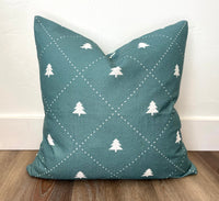 Green Quilted Trees | Pillow Cover | Christmas | Holiday Decor | 18 x 18 | Machine Washable