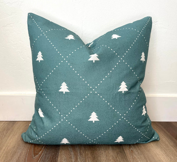 Green Quilted Trees | Pillow Cover | Christmas | Holiday Decor | 18 x 18 | Machine Washable