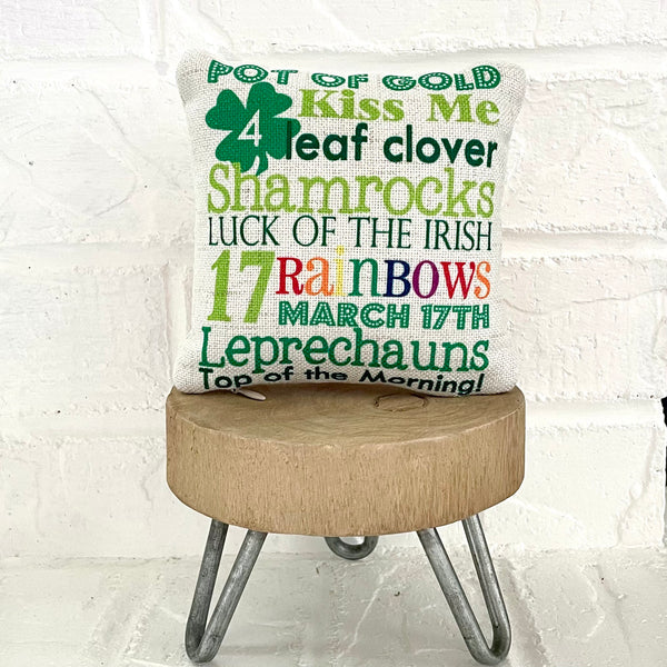 Tiered Tray Mini Pillow | St. Patrick’s Day Words Mini Pillow | Farmhouse Tiered Tray Decor | St. Patrick’s Day Tiered Tray Decor