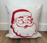 Santa | Pillow Cover | Christmas | Holiday Decor | 18 x 18 | Machine Washable
