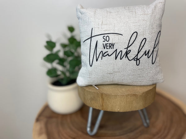 So Very Thankful | Mini Pillow | Thanksgiving | Tiered Tray Decor | Holiday Decor