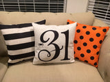 Black Stripe | Halloween Pillow | Pillow Cover | Holiday Decor | 18 x 18 | Porch Pillow