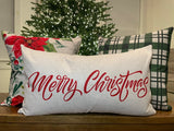 Merry Christmas | Pillow Cover | Christmas | Holiday Decor | 14 x 24 | Machine Washable