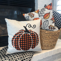 Checkered Pumpkin - pillow cover