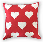 Solid Red w/ Hearts - pillow cover