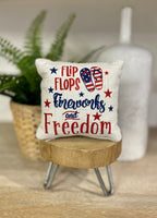 Tiered Tray Mini Pillow / Flip Flops Fireworks and Freedom / Mini Pillow / Home Decor / Machine Washable