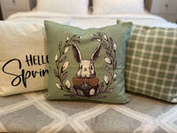 Bunny and Wreath - pillow cover