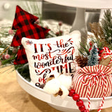 Tiered Tray Mini Pillow | It's The Most Wonderful Time of the Year | Farmhouse Tiered Tray Decor | Christmas Tiered Tray Decor