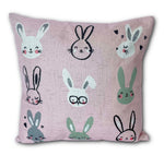 Nine Bunnies - Pink - pillow cover